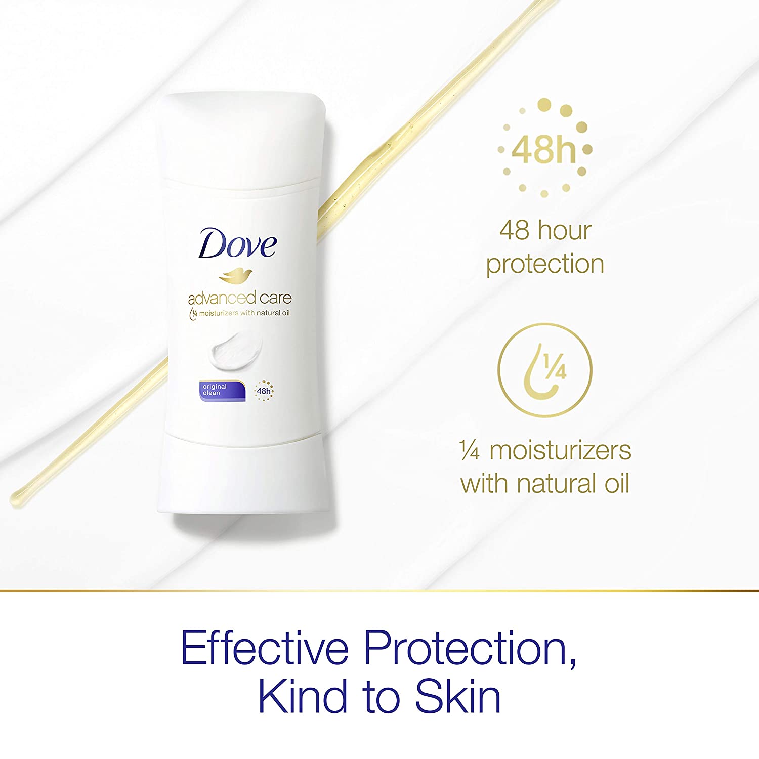 Dove Antiperspirant Deodorant with 48 Hour Protection Original Clean, Deodorant for Women, 2.6 Ounce (Pack of 4), White - Image 3